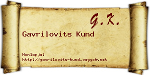 Gavrilovits Kund névjegykártya